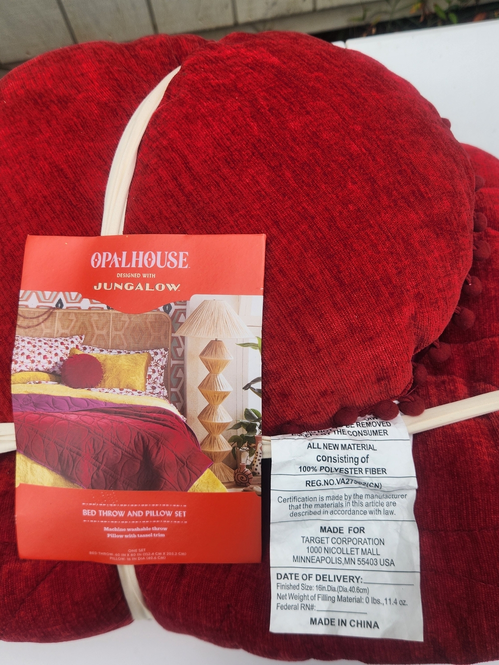 Opalhouse Red Plush Bed Throw with Accent Pillow